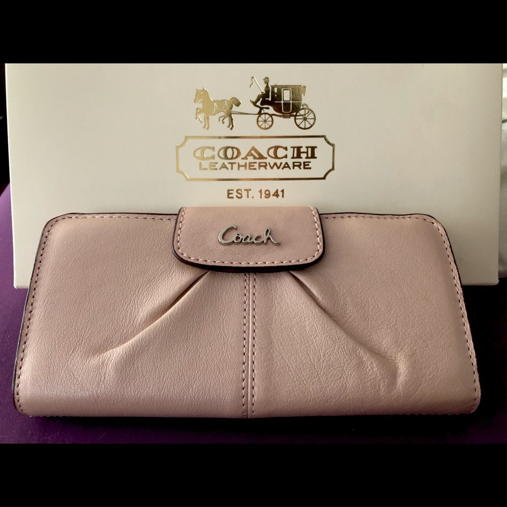 Coach Ashley Light Pink Full Long Leather Wallet